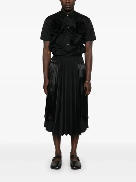 Fusta plisata Black Comme Des Garçons plisată până la genunchi negru