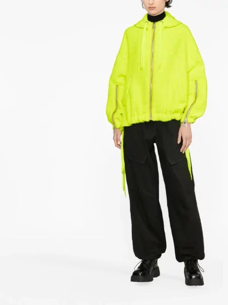 Geacă Khrisjoy cu glugă din tweed galben