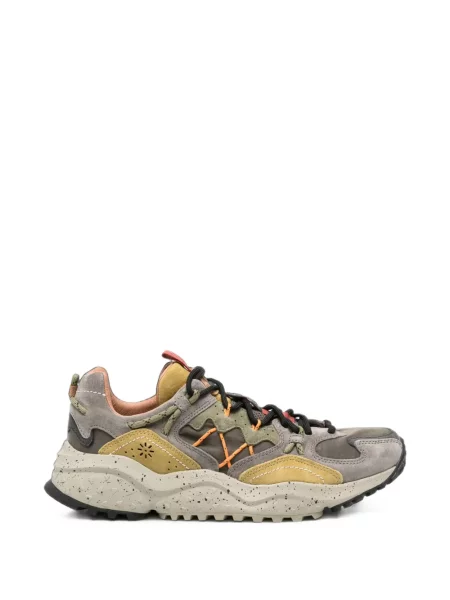 Sneakerși Flower Mountain din piele de căprioară cu model floral gri