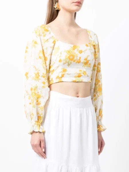 Květinová retro halenka Faithfull The Brand žlutá