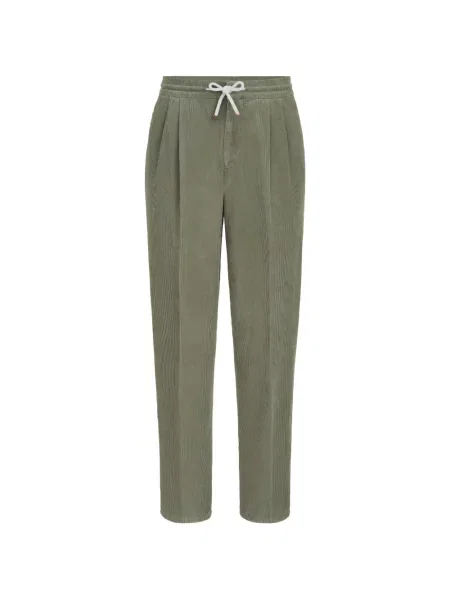 Pantaloni Brunello Cucinelli de catifea cord cu cordon verde