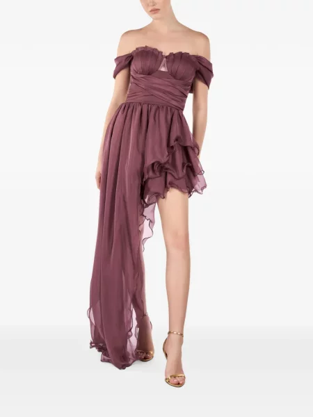 Rochie mini Andreea Veneciuc cu volane asimetrică violet