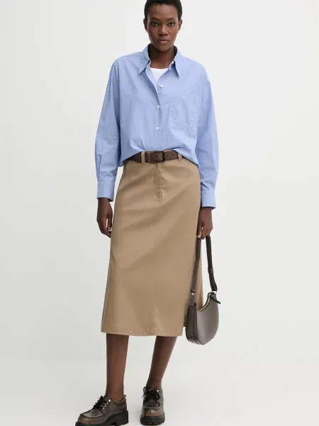 Marc O'Polo spódnica z dodatkiem lyocellu midi rozkloszowana beżowy