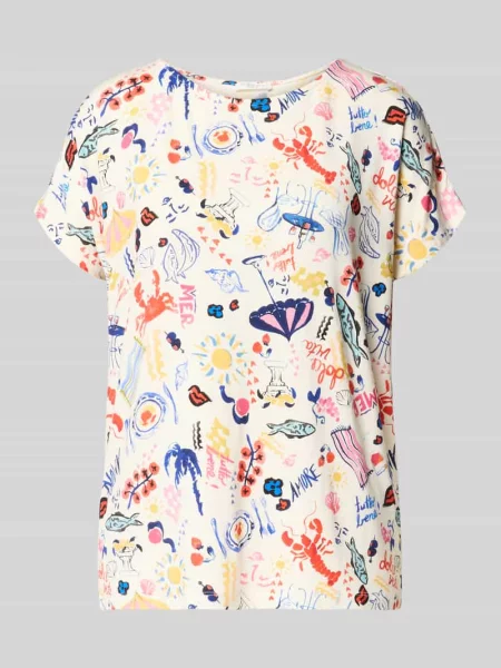 T-shirt z mieszanka i elastanu we wzór na całej powierzchni Christian Berg Woman czerwona