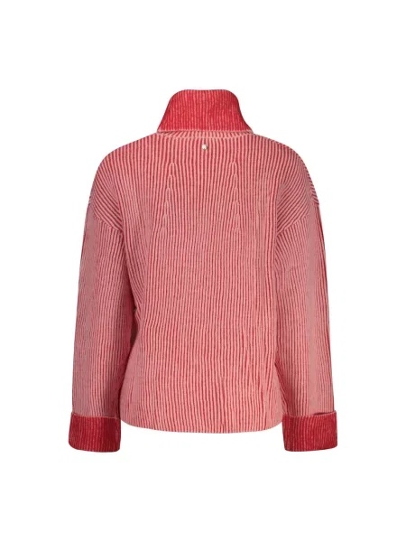 Sweter z golfem Desigual wełniany czerwony