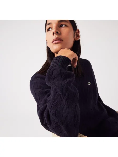 Lacoste Sweter Lacoste granatowy