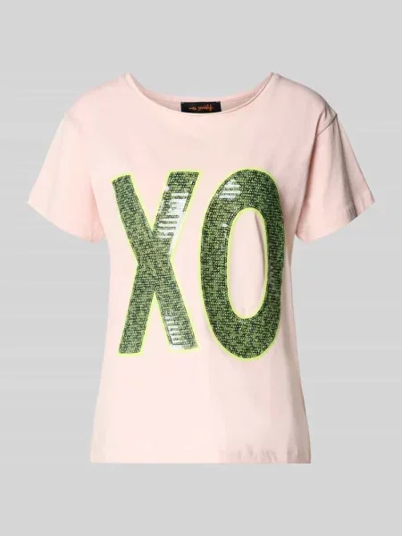 T-shirt z cekinowym obszyciem Miss Goodlife różowa