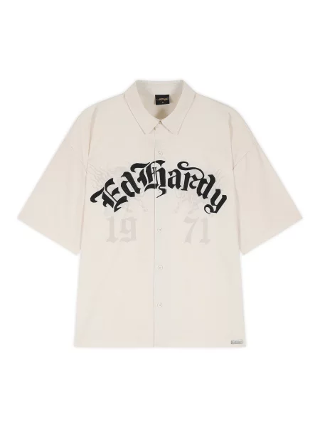 Ed Hardy Cămașă ecru / gri deschis negru