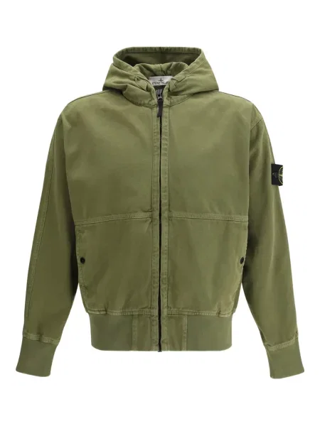 Geacă Stone Island cu glugă cu strasuri verde