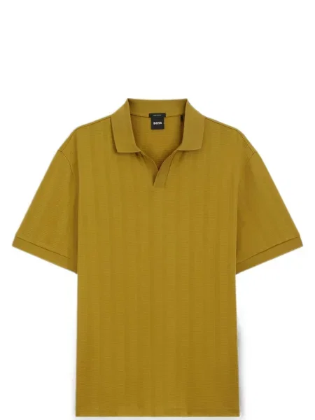 Gulerat tricou polo Boss din jacard galben