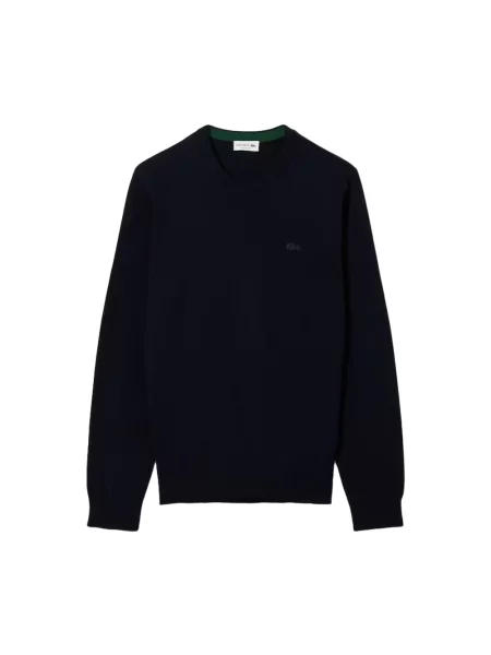 Sweter Lacoste wełniany z kapturem niebieski