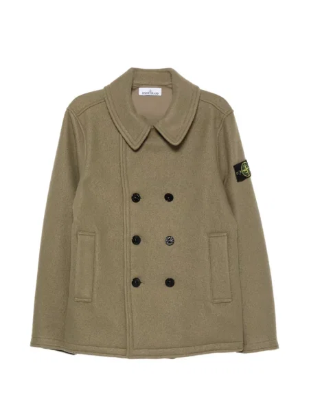 Geacă Stone Island cu strasuri cu două rânduri de nasturi verde