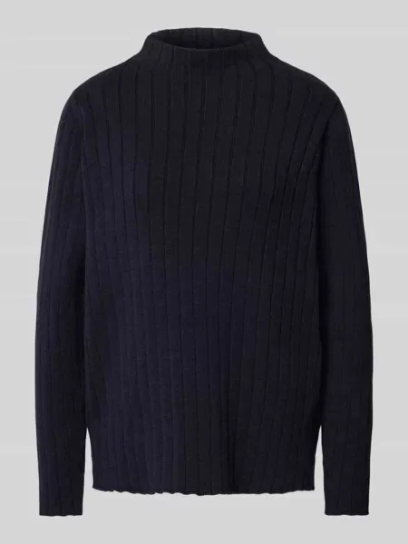 Sweter z dzianiny ze stójką Milano Italy granatowy