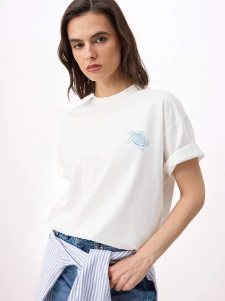 Trendyol Tricou albastru deschis alb