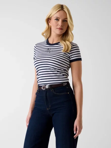 GUESS Tricou albastru închis alb