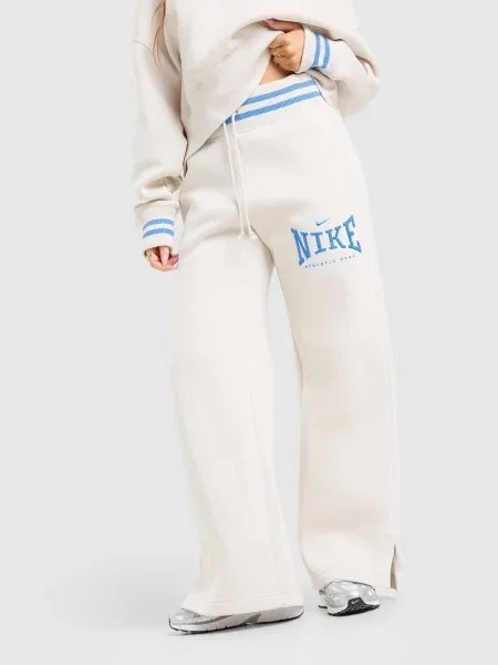 Nike Spodnie W Nk Phnx Flc Hr Wide Leg beżowe