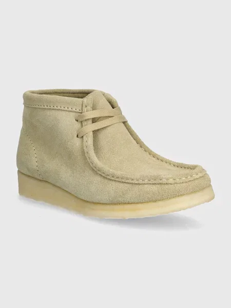 Semišové polobotky Clarks Originals béžová na plochém hnědé