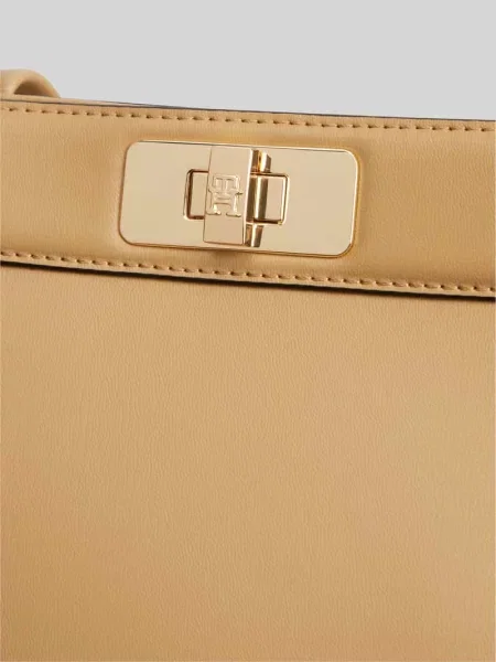 Tommy Hilfiger torebka shopper z imitacji skóry beżowa