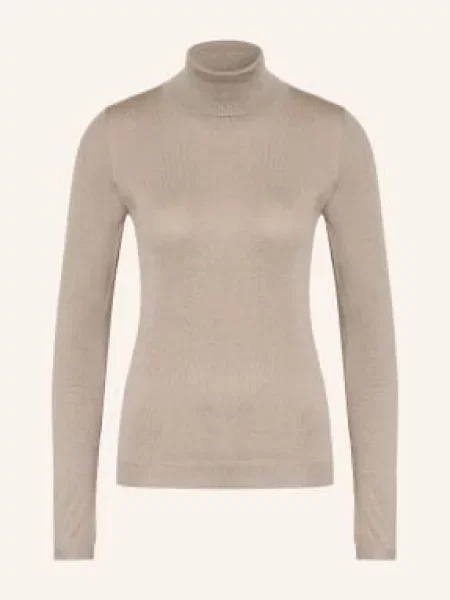 Brunello Cucinelli Golf Z Kaszmiru I Błyszczącą Przędzą beige beżowy