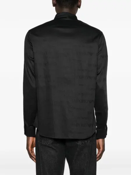 Jacquard dugo košulja Emporio Armani s autogramom crna