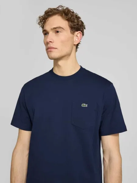 T-shirt o kroju regular fit z czystej bawełny Lacoste niebieska