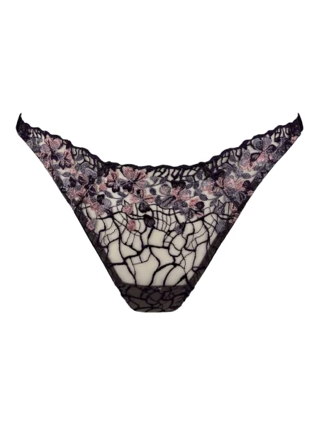 Chiloți tanga Bordelle cu model floral din dantelă violet