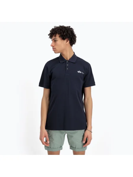 Tricou pentru bărbați Alpha Industries Basic Polo Small Logo replica blue albastru