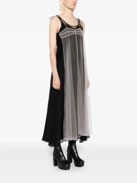 Przezroczysta sukienka Quetsche garniturowa czarna