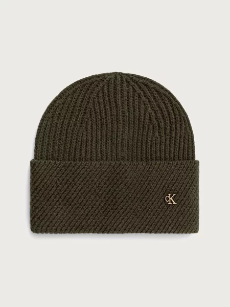 Calvin Klein čepice s vlnou zelený