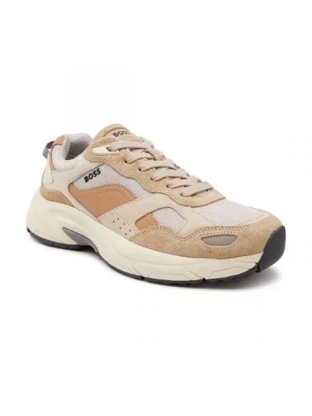 BOSS BLACK Sneakers tornacipő Levitt_Runn_hsdny bőr hozzáadásával fekete