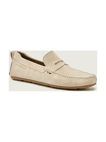 Tommy Hilfiger Mocasini DRIVER | piele întoarsă bej