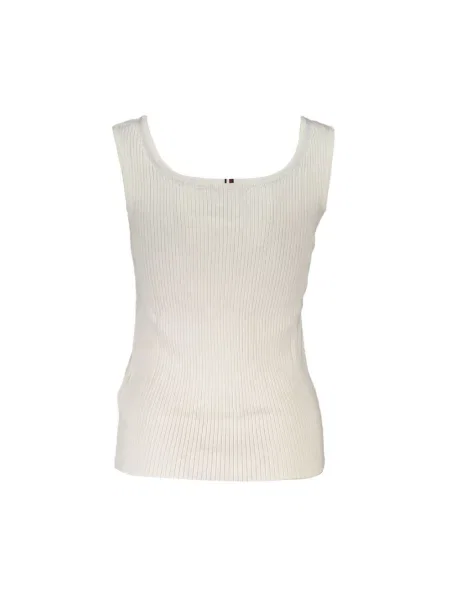 Lniany top Tommy Hilfiger na szerokie ramiączka biały