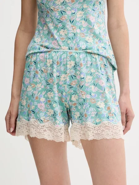 Късо долнище на пижама United Colors of Benetton тюркоазено от дантела