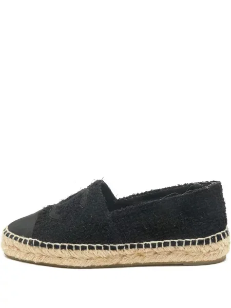 Espadrile Chanel Pre-owned din tweed cu autograf negru