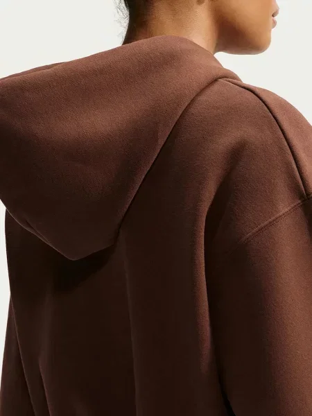 Nike Sportswear melegítőfelső kapucnival női pamuttal Studio Fleece barna
