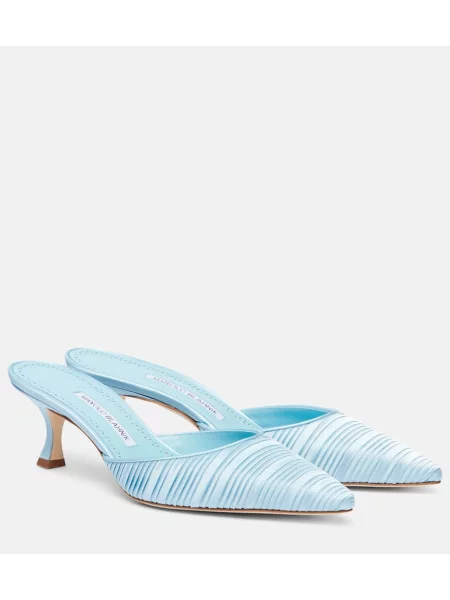 Satenaste mules Manolo Blahnik modra