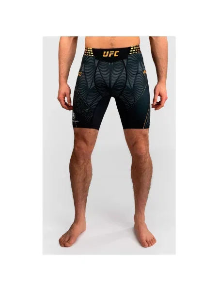 Legginsy krótkie Venum UFC Zenith Fight Night czarno-szaro-złote M czarne