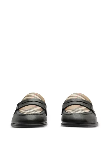 Δερμάτινα kαρό loafers Burberry μαύρο