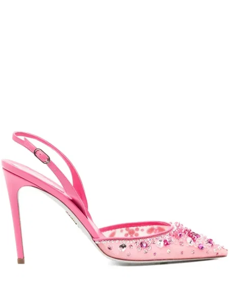 Pantofi cu toc Rene Caovilla slingback roz