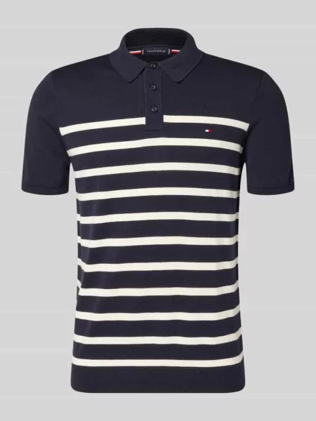 Koszulka polo z dzianiny o kroju regular fit z czystej bawełny Tommy Hilfiger granatowa