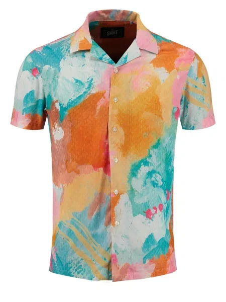 Key Largo Cămașă Caracas turcoaz / portocaliu / portocaliu homar roz