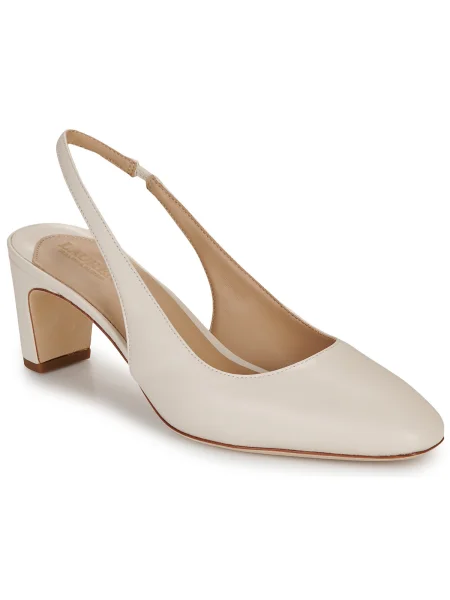 Pantofi cu toc Lauren Ralph Lauren slingback din piele bej