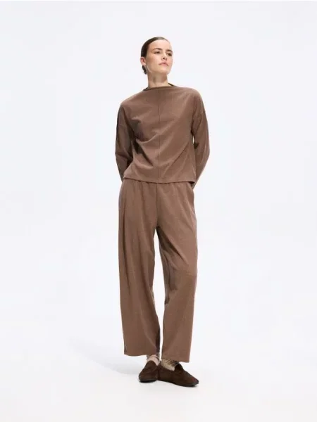 Reserved Pantaloni barrel leg cafeniu