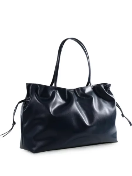Geantă shopper Tory Burch cu autograf cu cordon albastru
