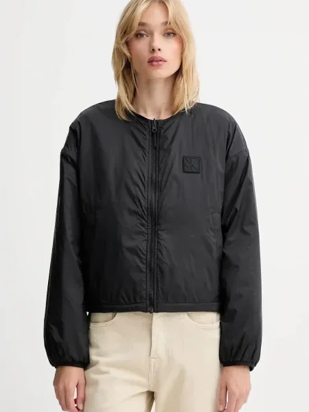 Яке с две лица Calvin Klein Jeans преходен модел с уголемена кройка черно