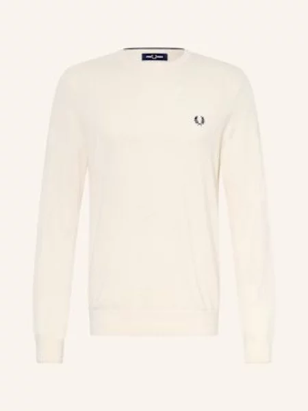 Fred Perry Sweter Z Piki weiss beżowy