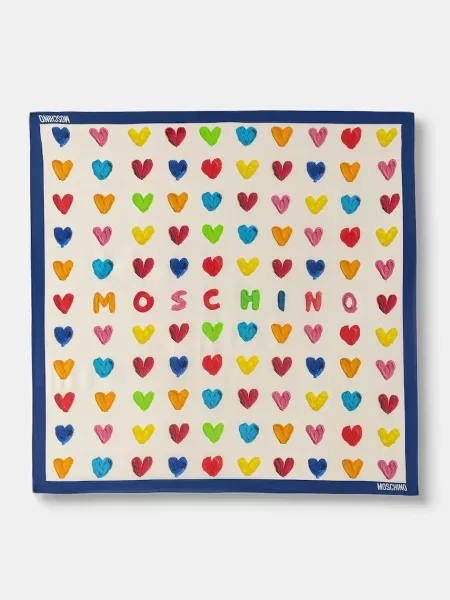 Fular Moschino de mătase bej