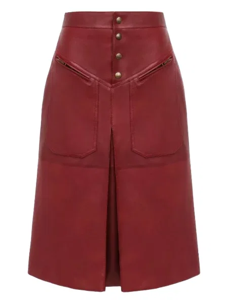 Fustă din piele Chloé până la genunchi roșu