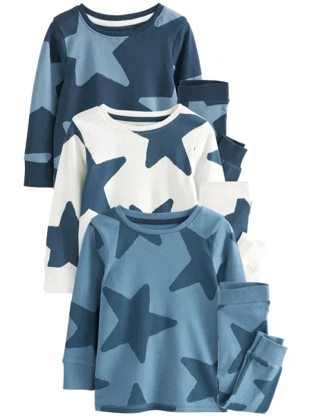 Next Pijamale bleumarin / albastru deschis alb