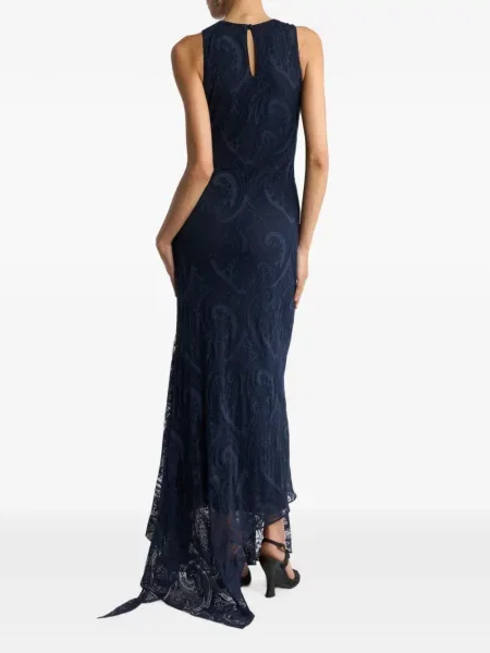Lung rochie Etro din jerseu cu model paisley albastru